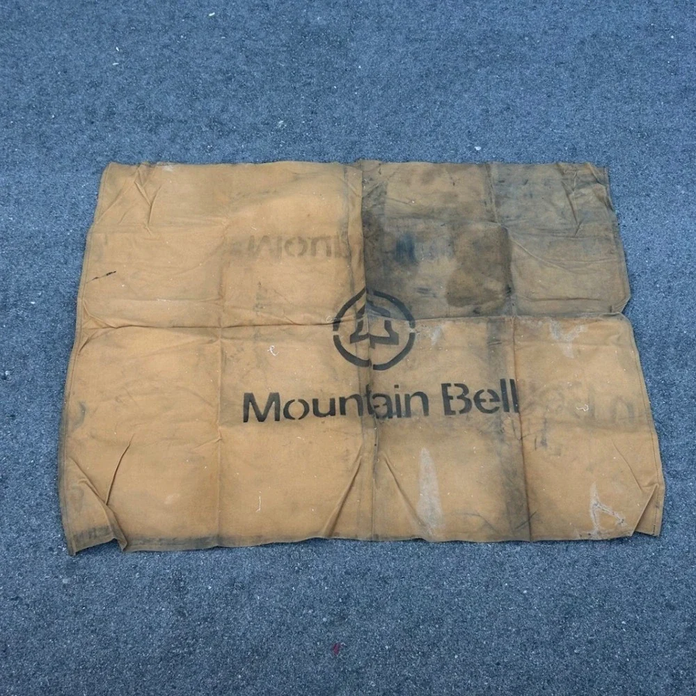 Vintage Mountain Bell Canvas Utility Tarp Bell‎ System Logo Work Mat 43x36 Tan